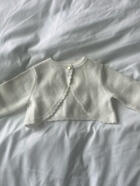Classic White Knit Baby Cardigan